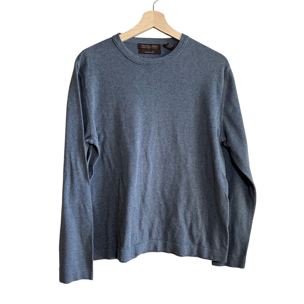 Chatham Road cotton cashmere blend modern fit gray crewneck sweater men's M